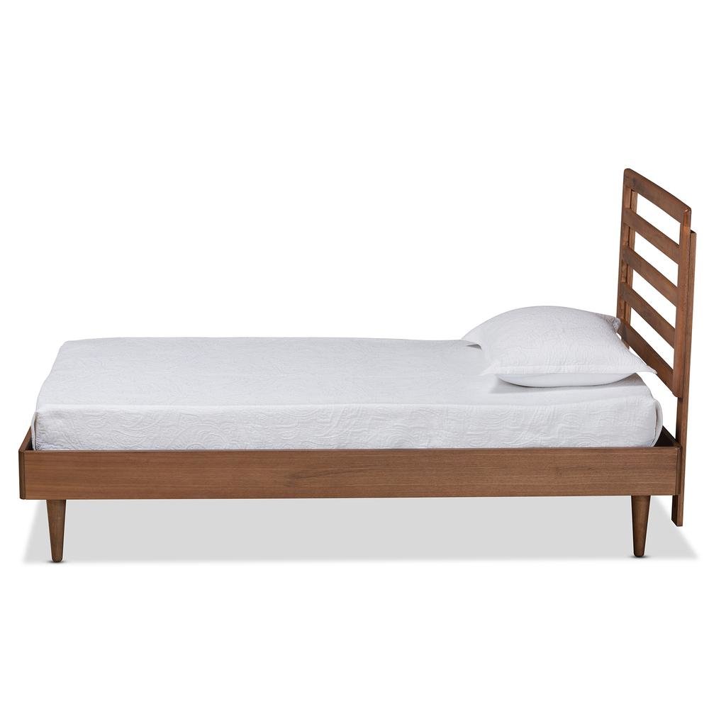 Transitional Walnut Brown Finished Wood Twin Size Platform Bed. Picture 11