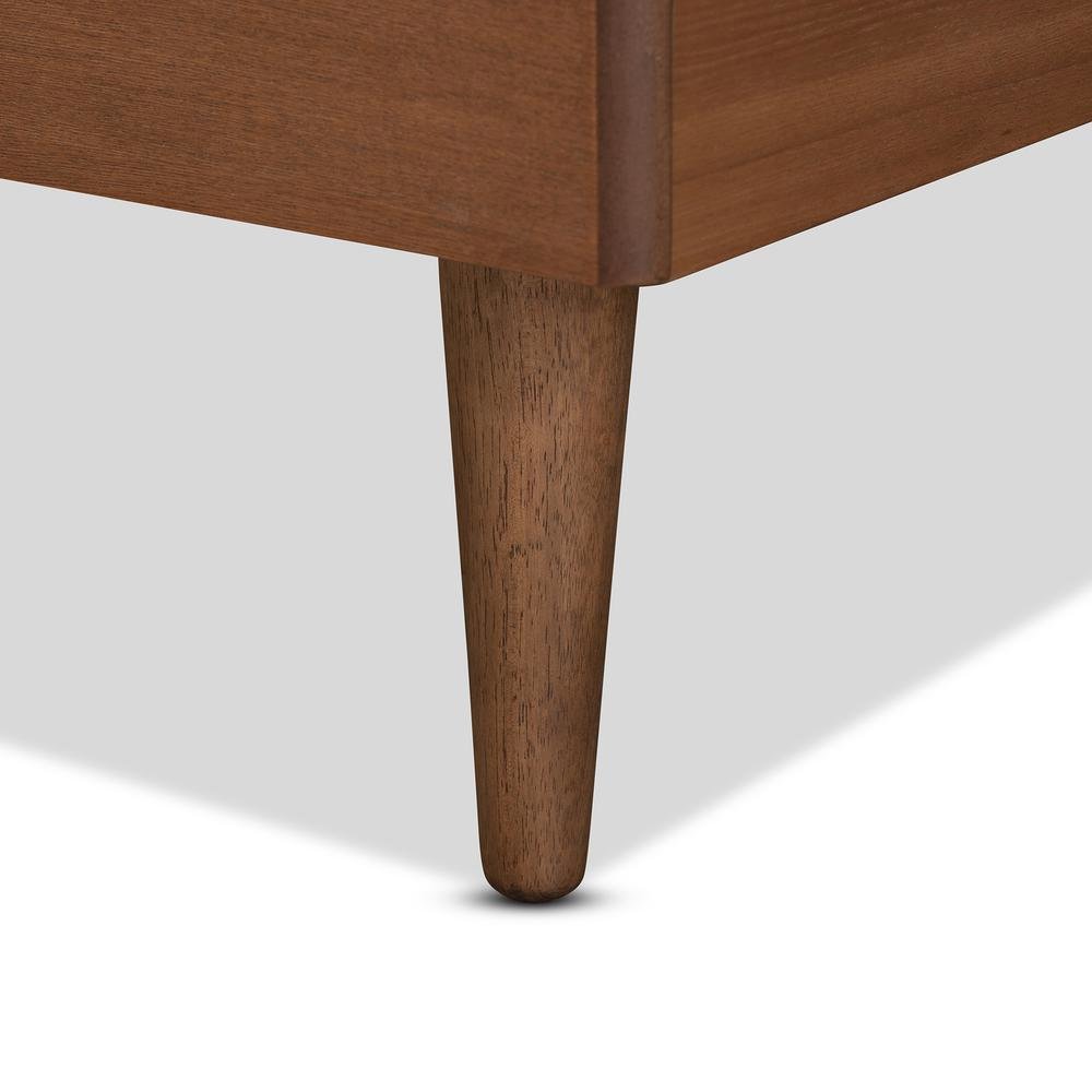 Transitional Walnut Brown Finished Wood Twin Size Platform Bed. Picture 14