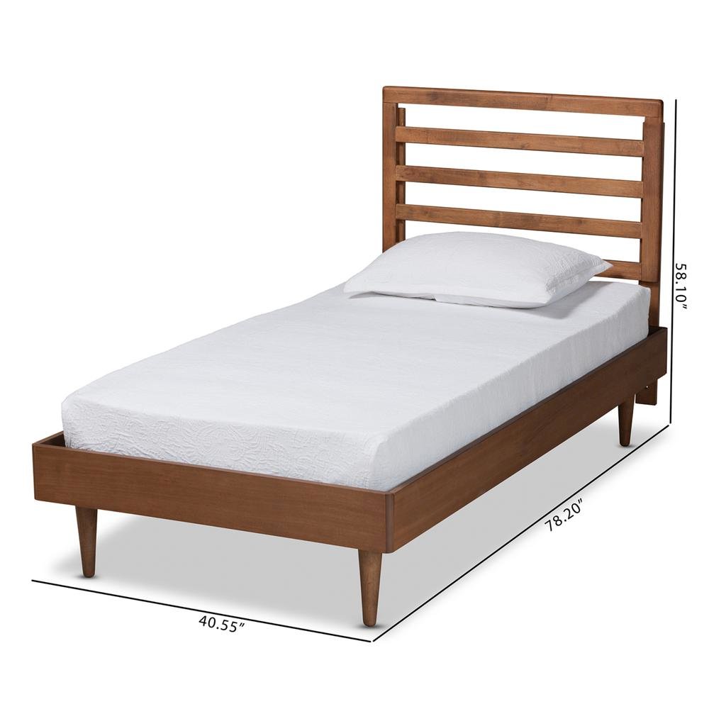 Transitional Walnut Brown Finished Wood Twin Size Platform Bed. Picture 17