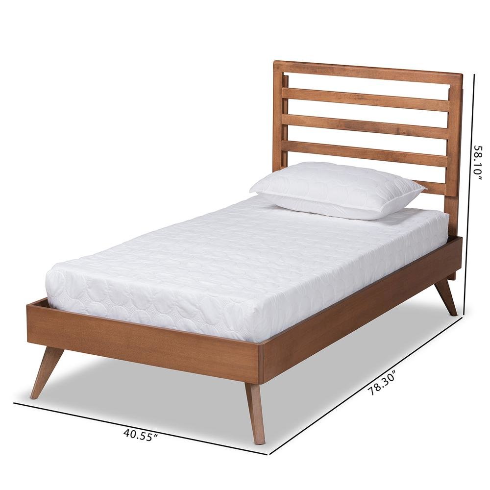 Shiro Mid-Century Modern Ash Walnut Finished Wood Twin Size Platform Bed. Picture 17