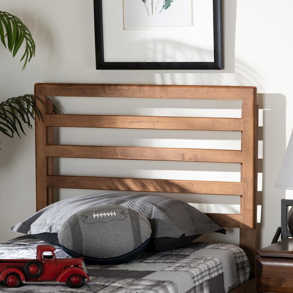 Akemi Modern and Contemporary Ash Walnut Finished Wood Twin Size Headboard. Picture 9