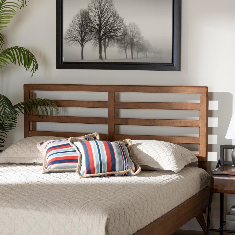 Akemi Modern and Contemporary Ash Walnut Finished Wood Full Size Headboard. Picture 10