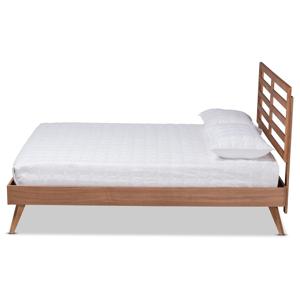 Shiro Mid-Century Modern Ash Walnut Finished Wood Full Size Platform Bed. Picture 12