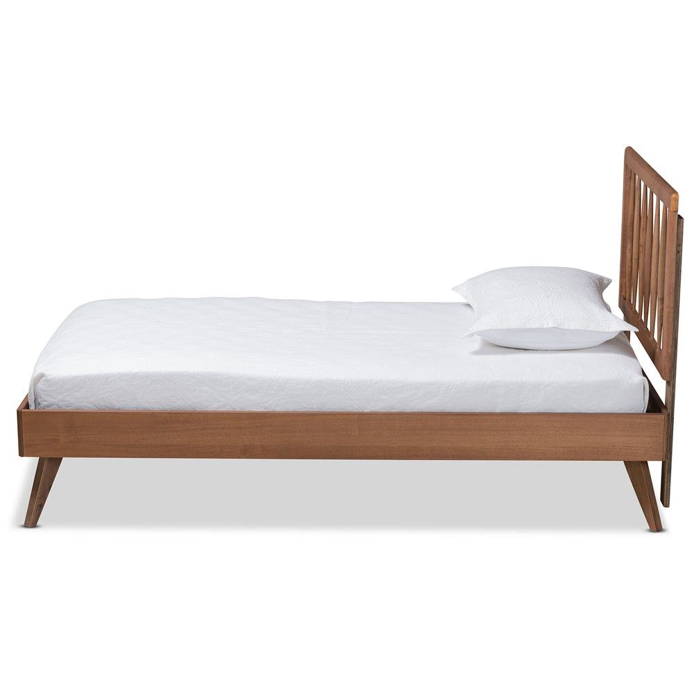 Toru Mid-Century Modern Ash Walnut Finished Wood Twin Size Platform Bed. Picture 11