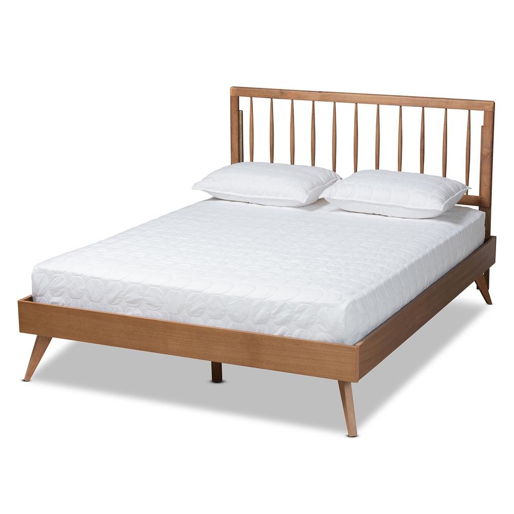 Toru Mid-Century Modern Ash Walnut Finished Wood Full Size Platform Bed. Picture 12