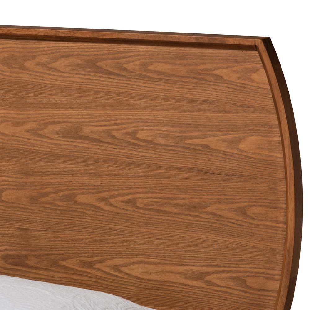 Yori Mid-Century Modern Walnut Brown Finished Wood Twin Size Platform Bed. Picture 13