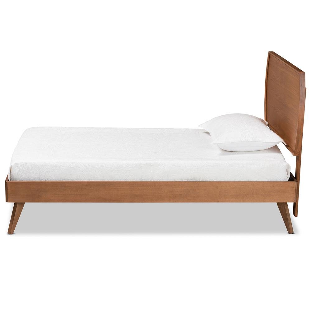 Aimi Mid-Century Modern Walnut Brown Finished Wood Twin Size Platform Bed. Picture 11