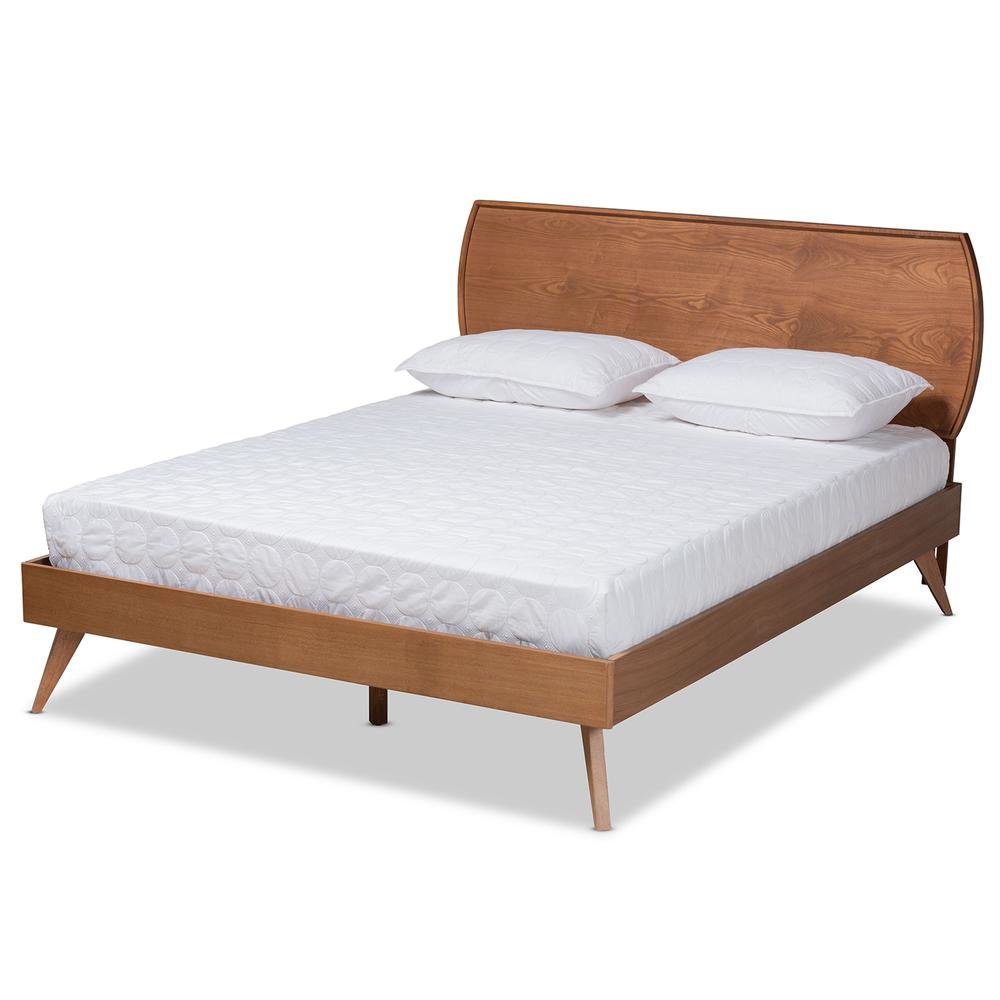 Aimi Mid-Century Modern Walnut Brown Finished Wood Full Size Platform Bed. Picture 12