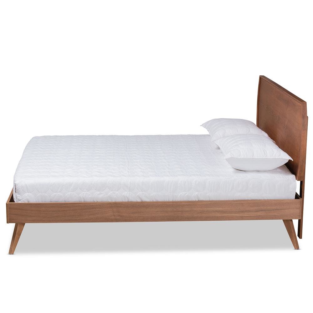 Aimi Mid-Century Modern Walnut Brown Finished Wood Full Size Platform Bed. Picture 13