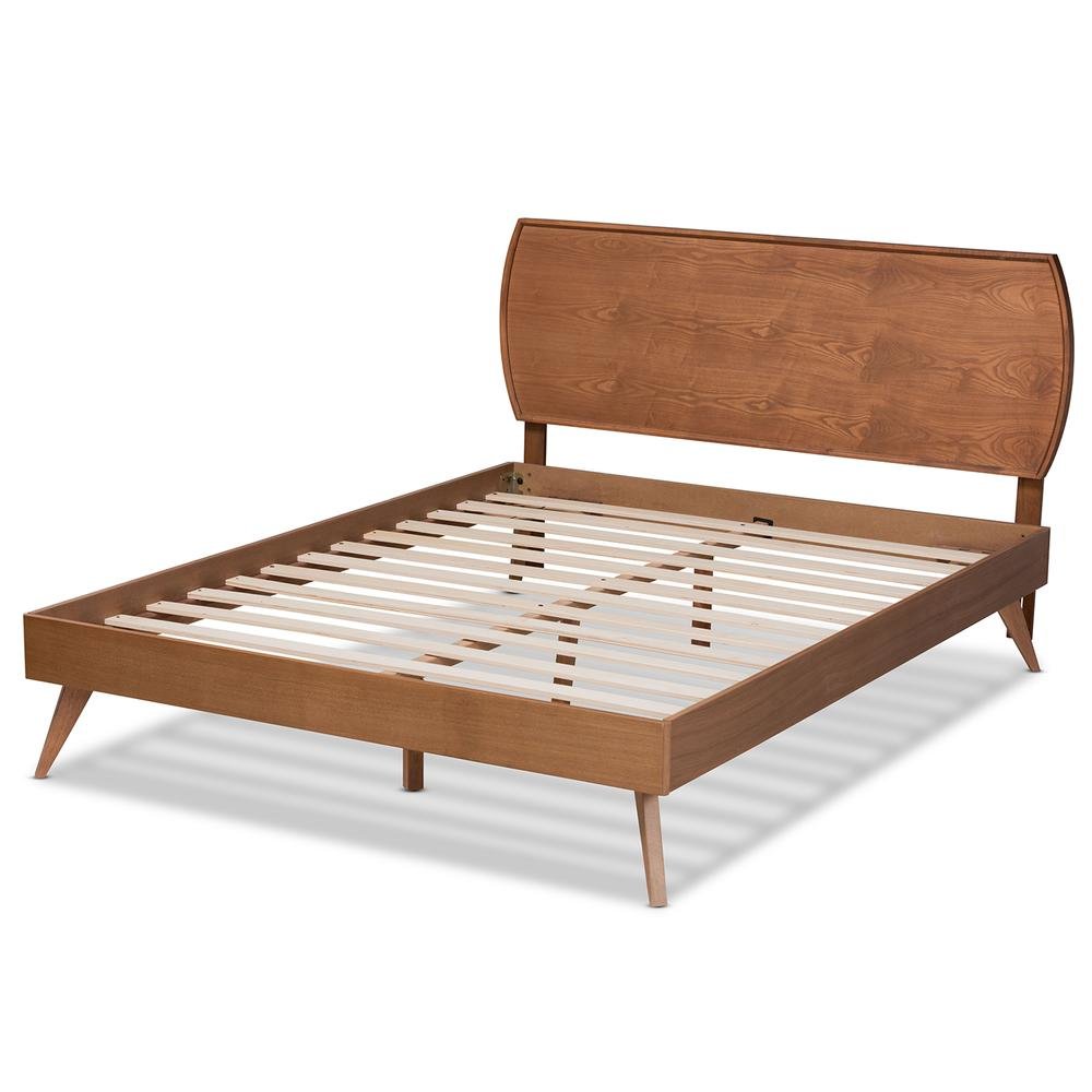 Aimi Mid-Century Modern Walnut Brown Finished Wood Full Size Platform Bed. Picture 14