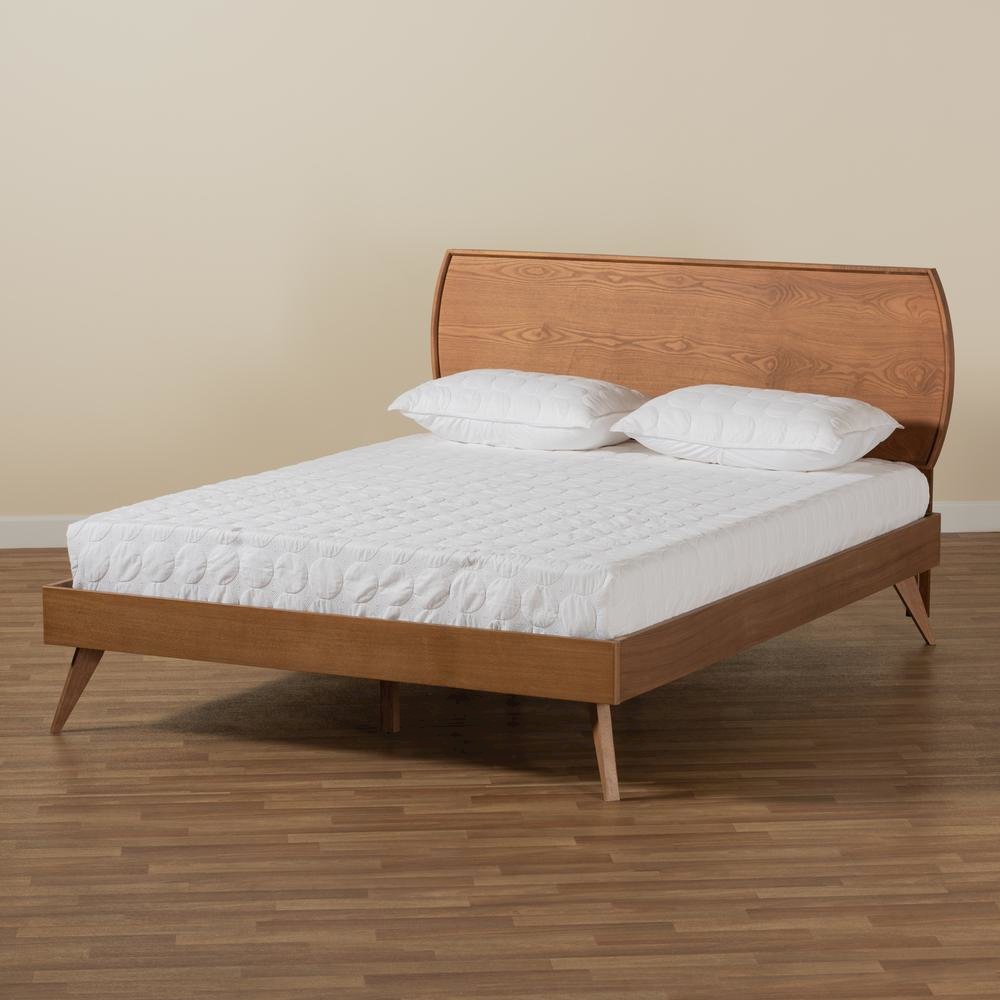Aimi Mid-Century Modern Walnut Brown Finished Wood Full Size Platform Bed. Picture 18