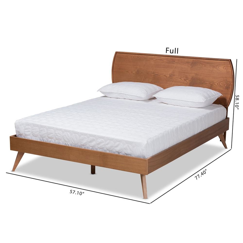 Aimi Mid-Century Modern Walnut Brown Finished Wood Full Size Platform Bed. Picture 19