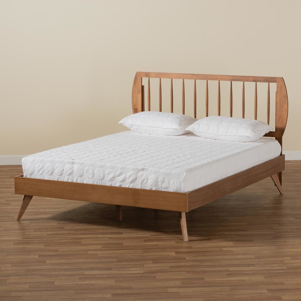 Emiko Modern and Contemporary Walnut Brown Finished Wood Full Size Platform Bed. Picture 18