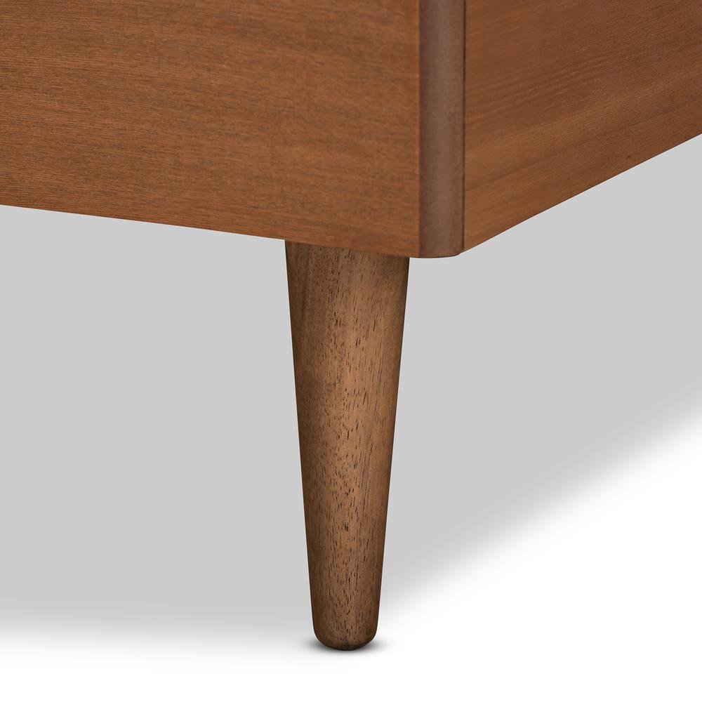 Rin Mid-Century Modern Walnut Brown Finished Wood Twin Size Platform Bed. Picture 14