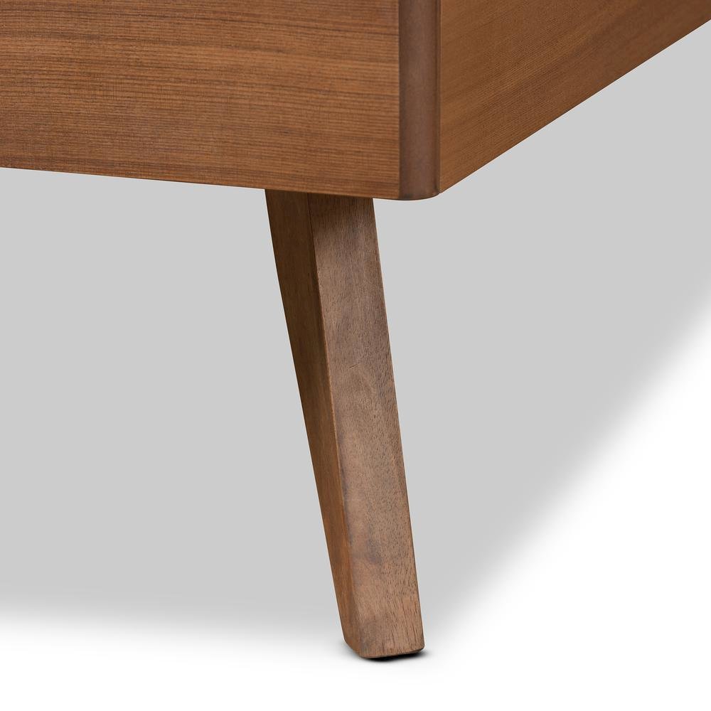 Noela Mid-Century Modern Walnut Brown Finished Wood Twin Size Platform Bed. Picture 14