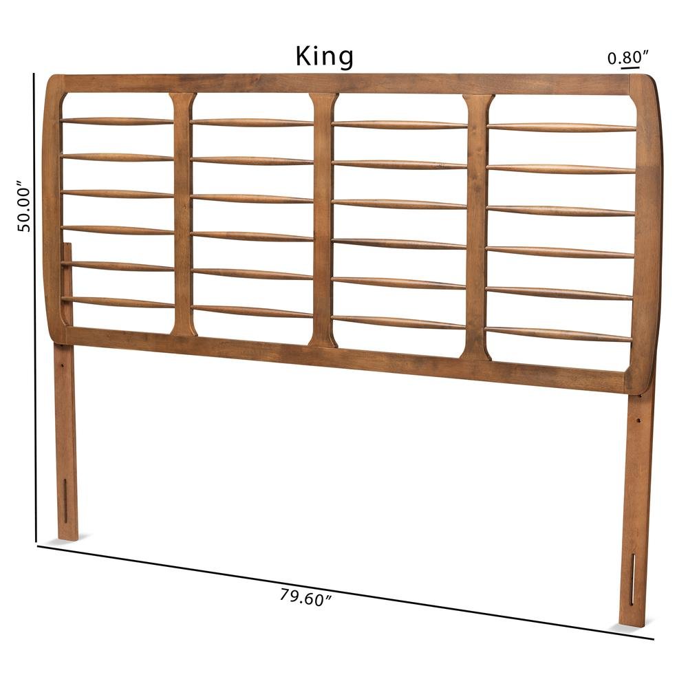 Carolyn Mid-Century Modern Ash Walnut Finished Wood King Size Headboard. Picture 11