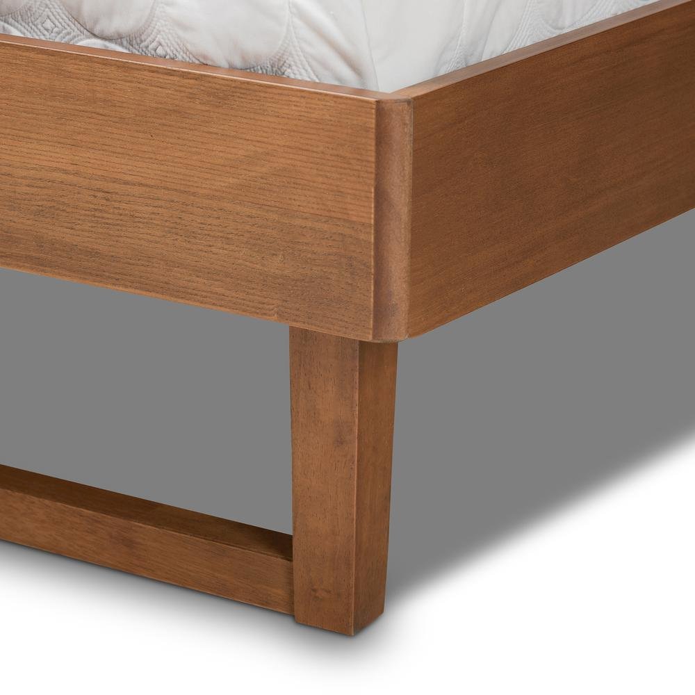 Lucie Modern and Contemporary Walnut Brown Finished Wood King Size Platform Bed. Picture 14