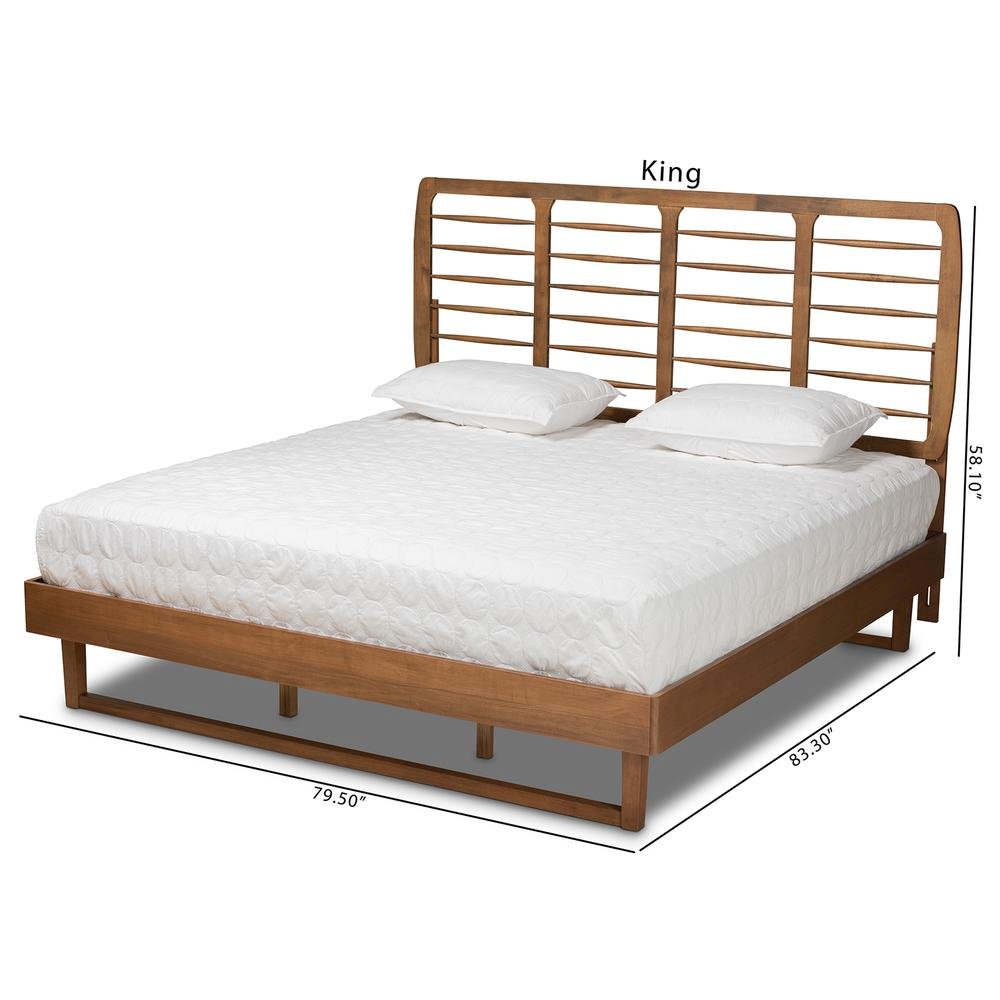Lucie Modern and Contemporary Walnut Brown Finished Wood King Size Platform Bed. Picture 17