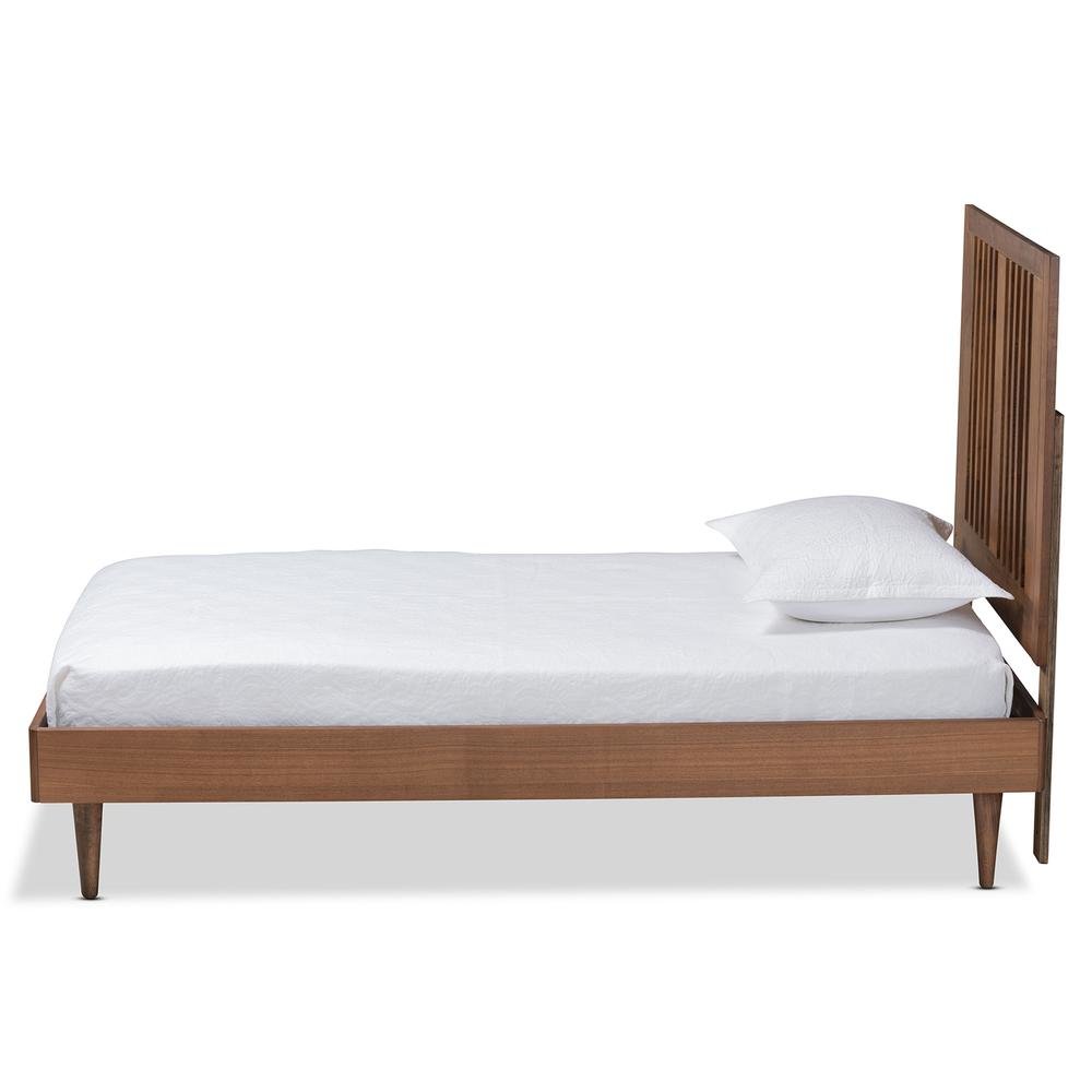 Transitional Ash Walnut Finished Wood Twin Size Platform Bed. Picture 11
