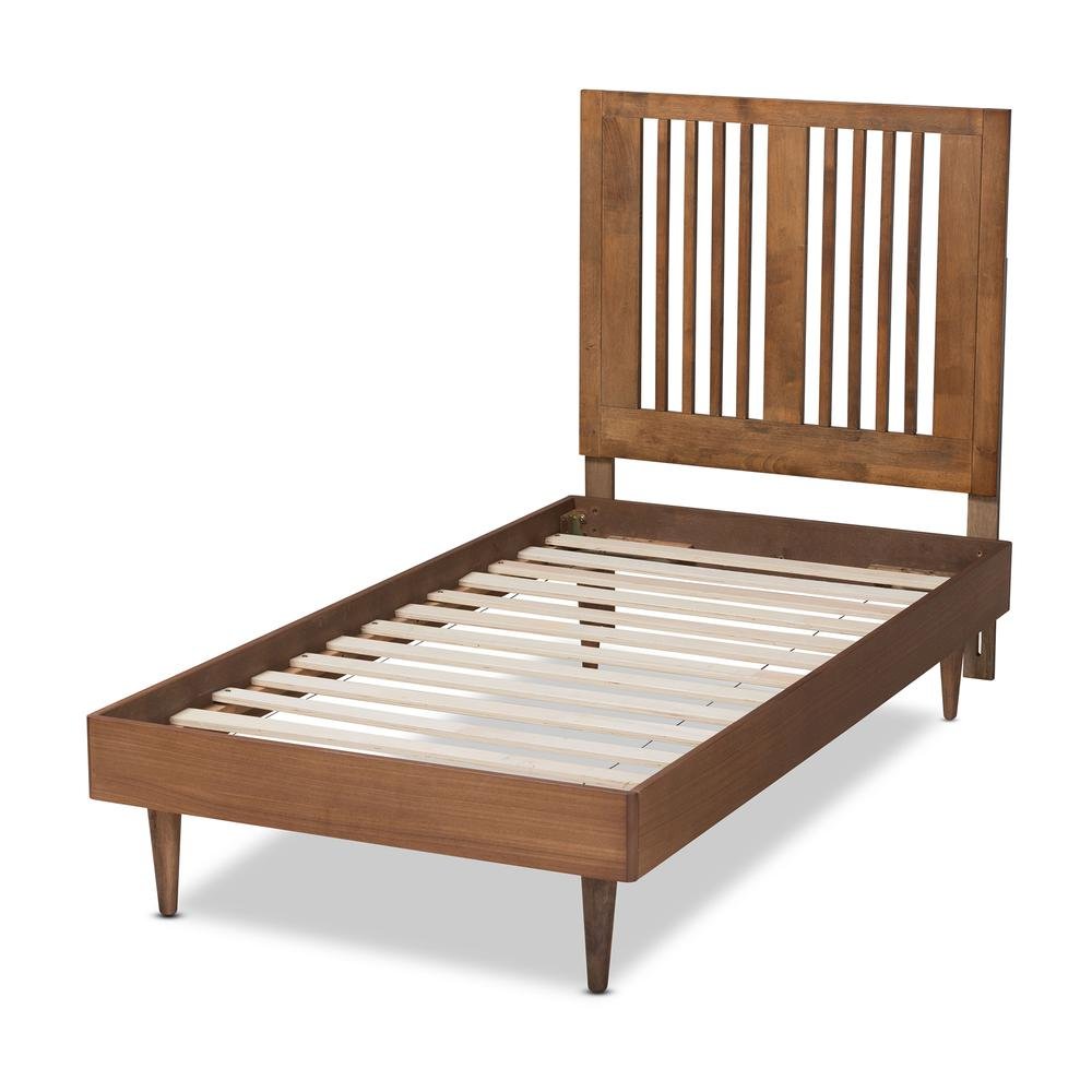 Transitional Ash Walnut Finished Wood Twin Size Platform Bed. Picture 12