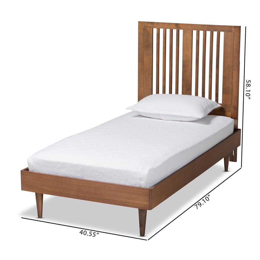 Transitional Ash Walnut Finished Wood Twin Size Platform Bed. Picture 17