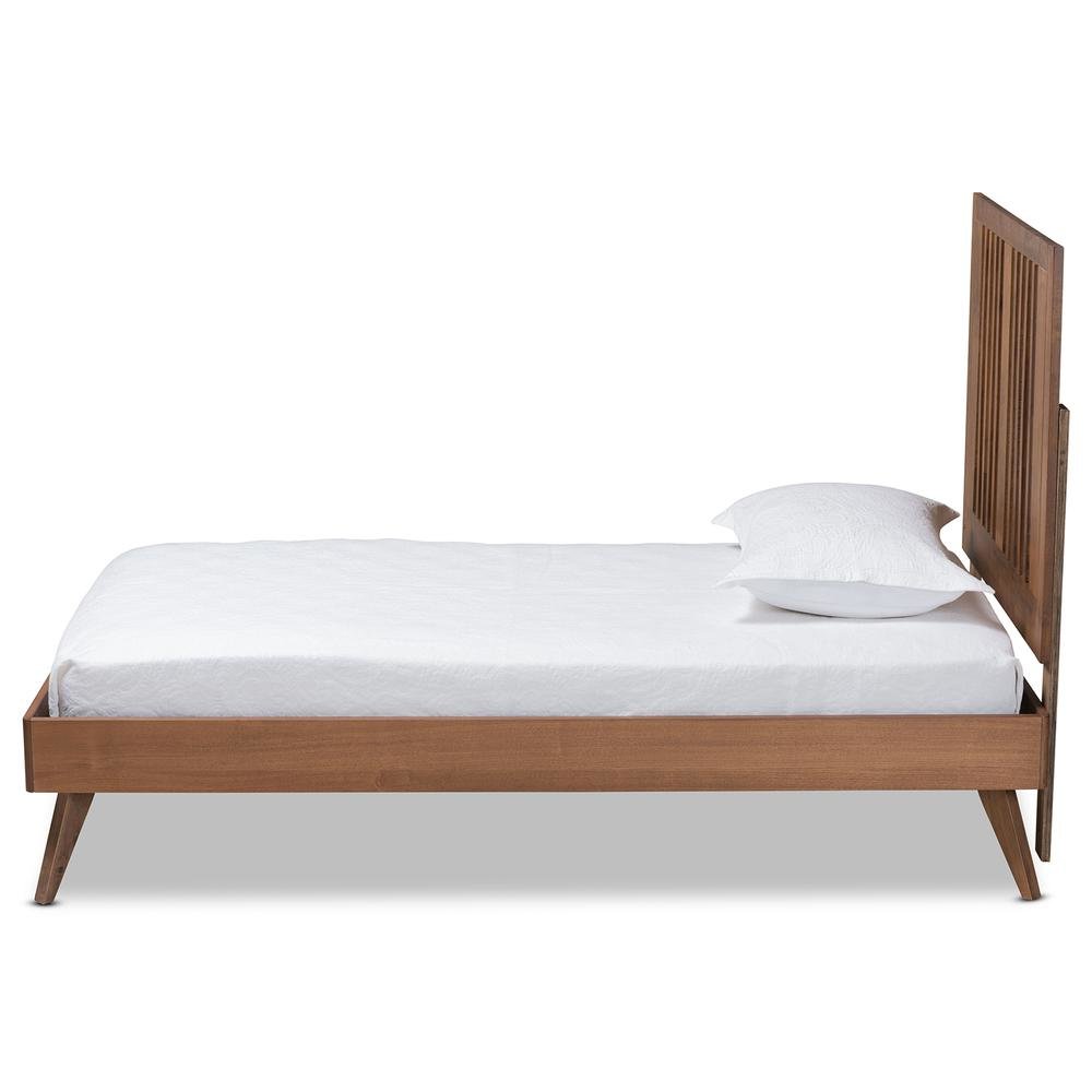 Transitional Ash Walnut Finished Wood Twin Size Platform Bed. Picture 11