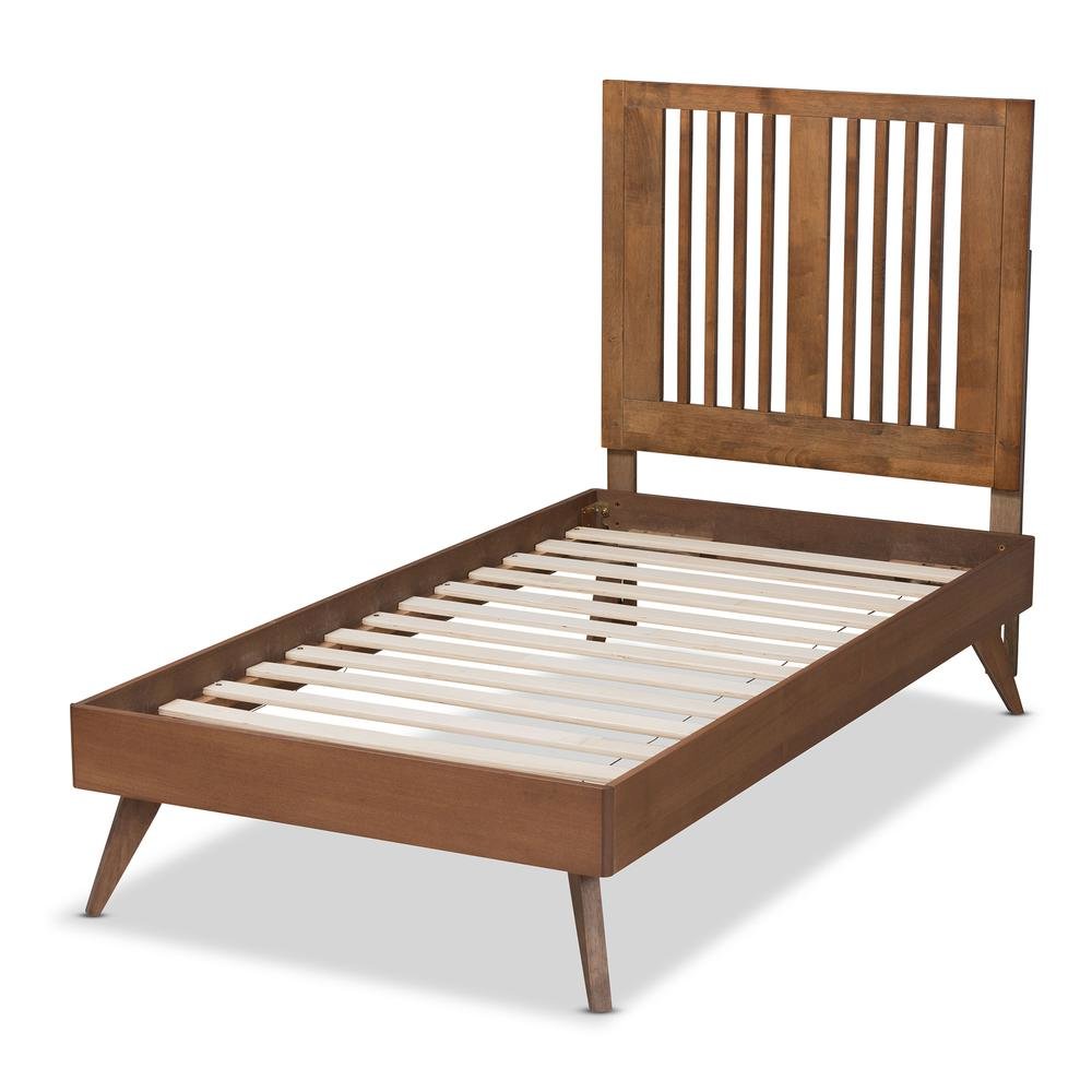 Transitional Ash Walnut Finished Wood Twin Size Platform Bed. Picture 12