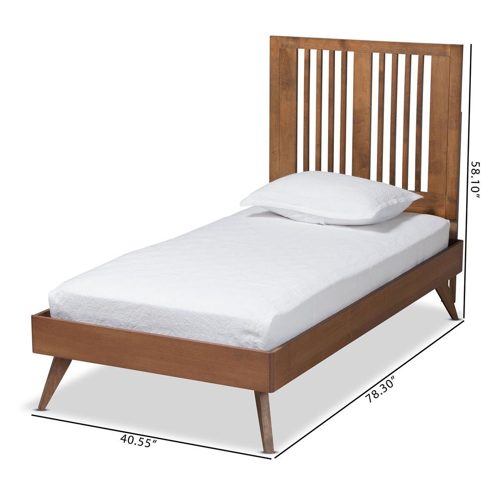 Transitional Ash Walnut Finished Wood Twin Size Platform Bed. Picture 17