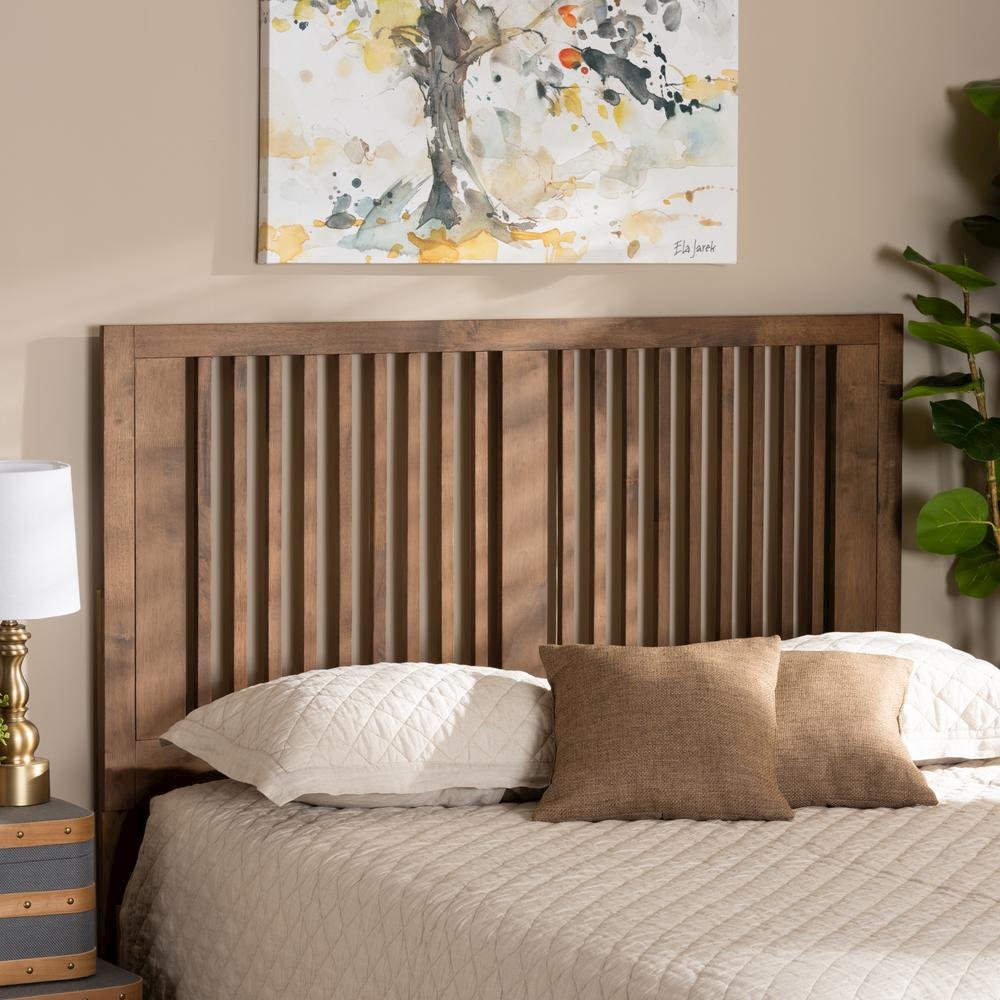 Transitional Ash Walnut Finished Wood Full Size Headboard. Picture 11