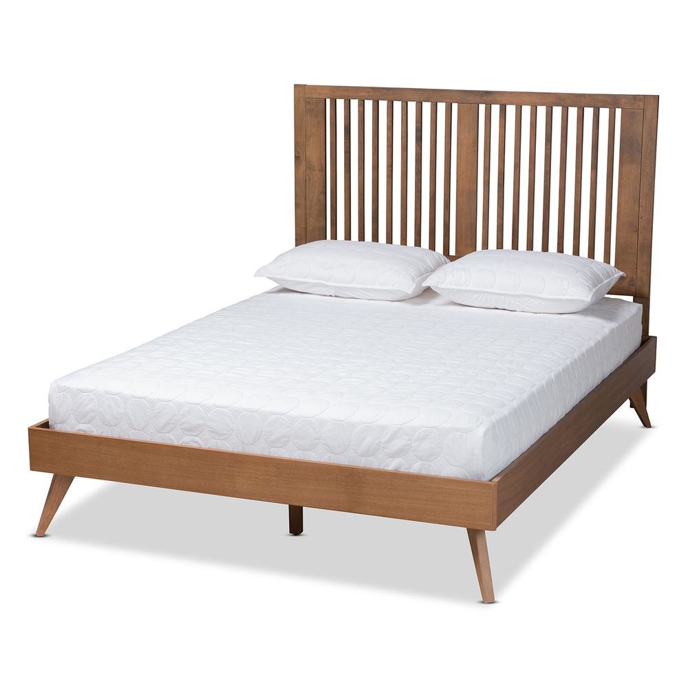Transitional Ash Walnut Finished Wood Full Size Platform Bed. Picture 12