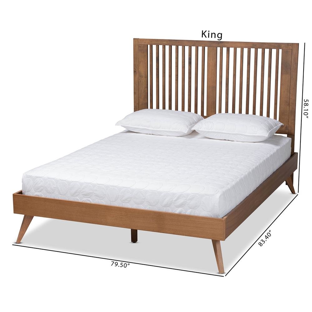 Transitional Ash Walnut Finished Wood Full Size Platform Bed. Picture 21