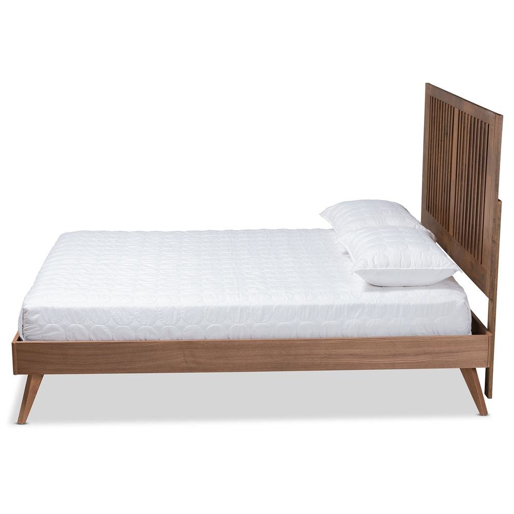 Transitional Ash Walnut Finished Wood Full Size Platform Bed. Picture 13