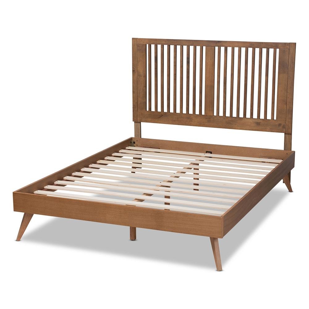 Transitional Ash Walnut Finished Wood Full Size Platform Bed. Picture 14