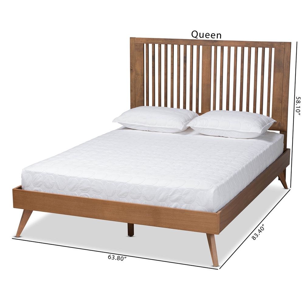 Transitional Ash Walnut Finished Wood Full Size Platform Bed. Picture 20