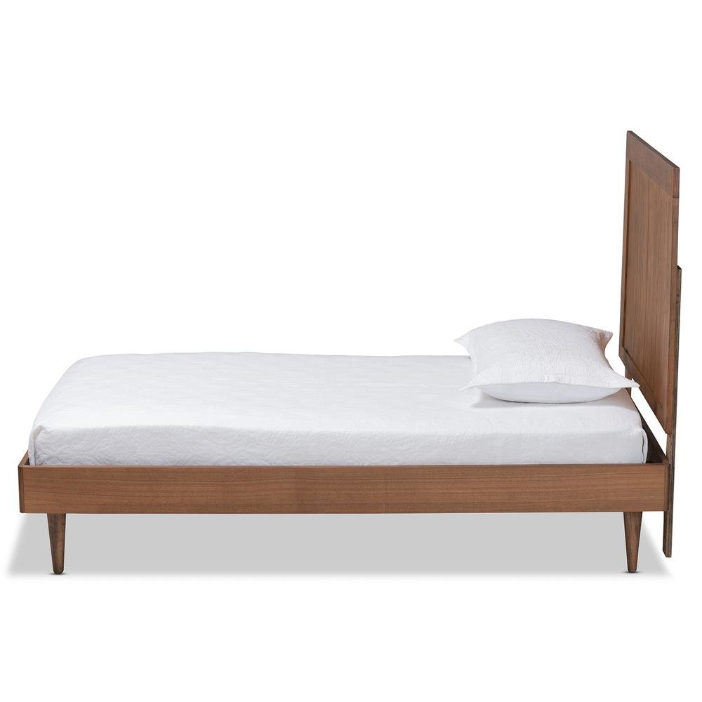Transitional Ash Walnut Finished Wood Twin Size Platform Bed. Picture 11