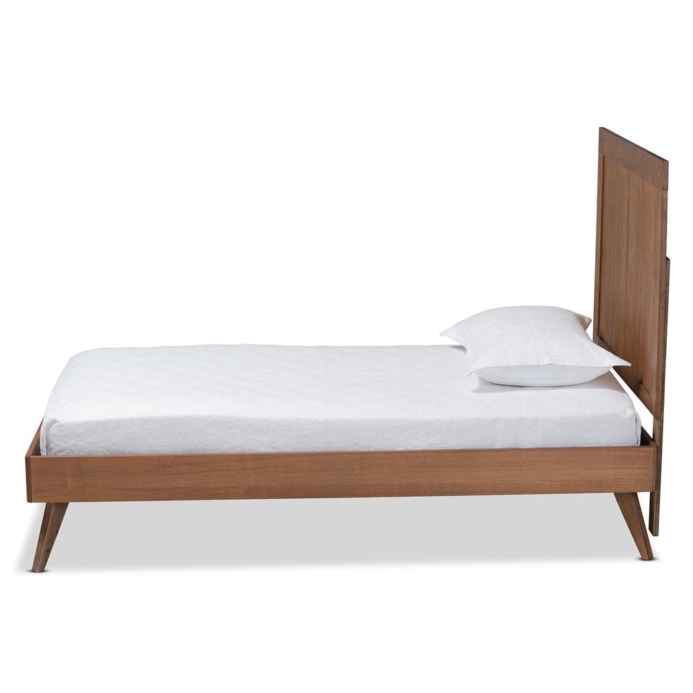 Transitional Ash Walnut Finished Wood Twin Size Platform Bed. Picture 11