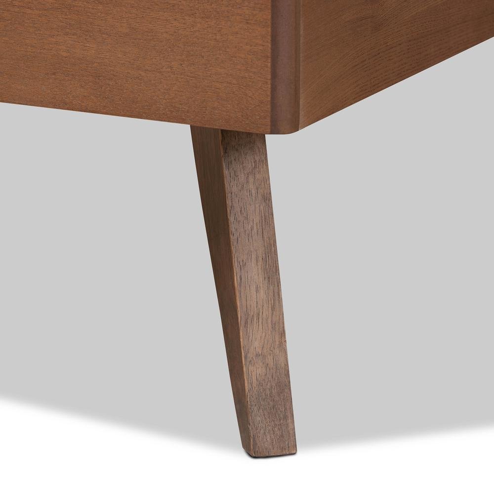 Transitional Ash Walnut Finished Wood Twin Size Platform Bed. Picture 14
