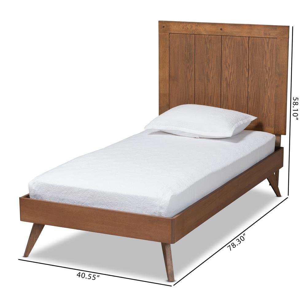 Transitional Ash Walnut Finished Wood Twin Size Platform Bed. Picture 17