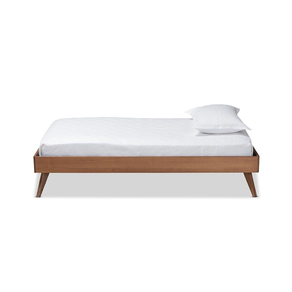 Ash Walnut Finished Wood Twin Size Platform Bed Frame. Picture 9