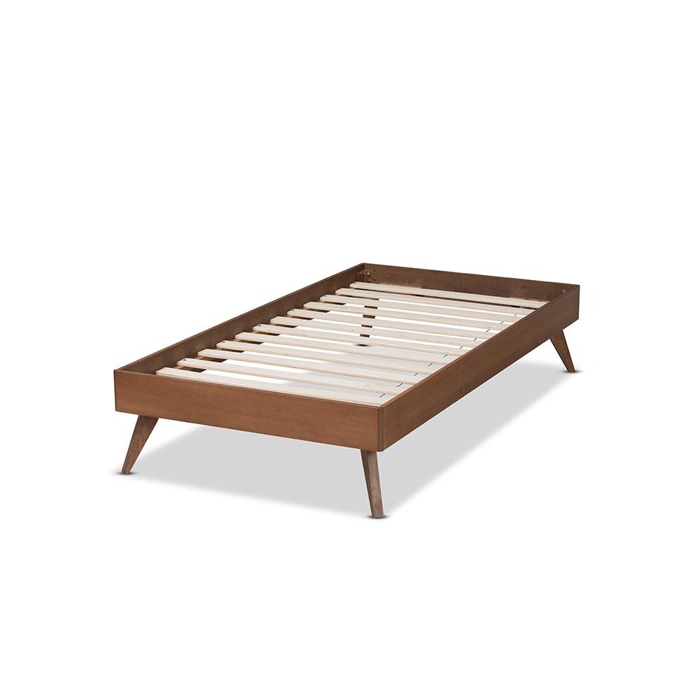 Ash Walnut Finished Wood Twin Size Platform Bed Frame. Picture 10