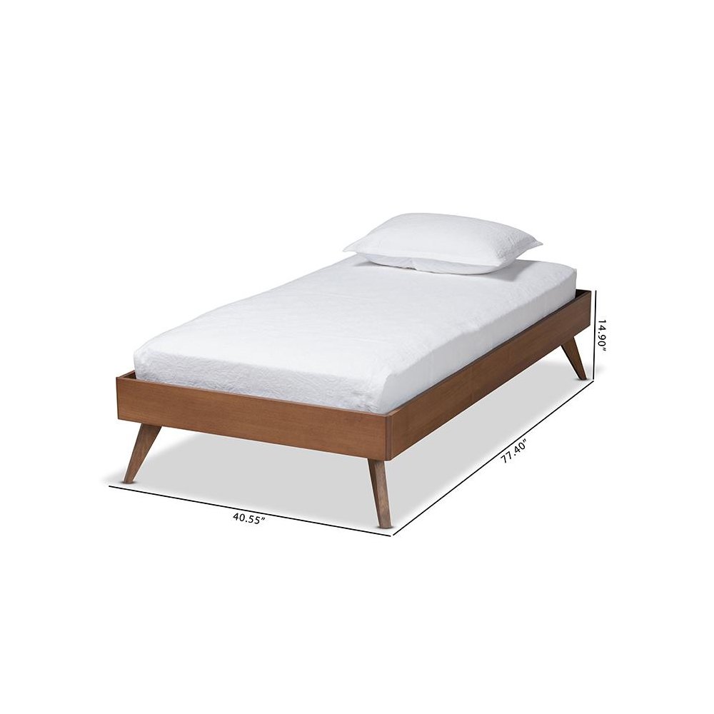 Ash Walnut Finished Wood Twin Size Platform Bed Frame. Picture 14