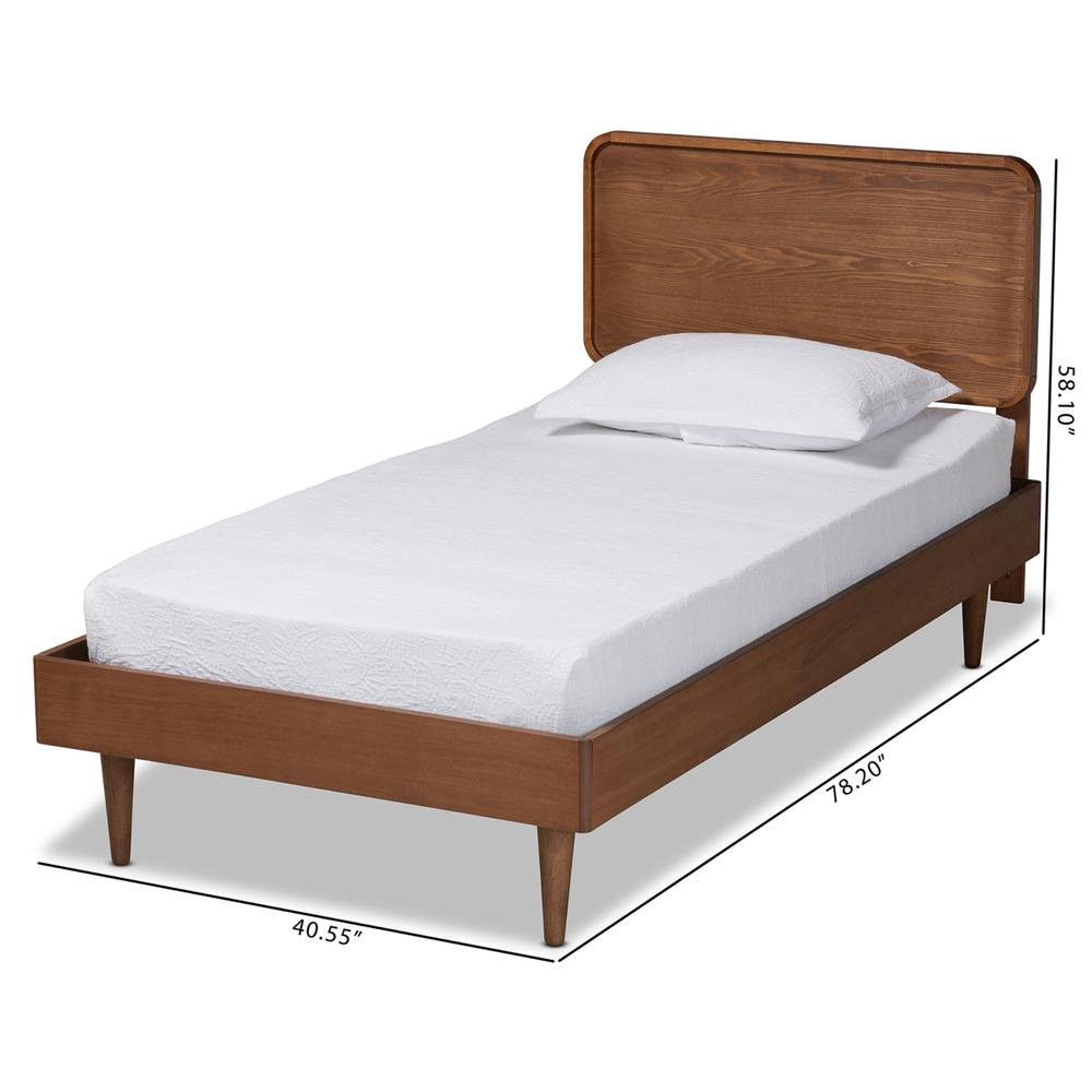 Transitional Walnut Brown Finished Wood Twin Size Platform Bed. Picture 17