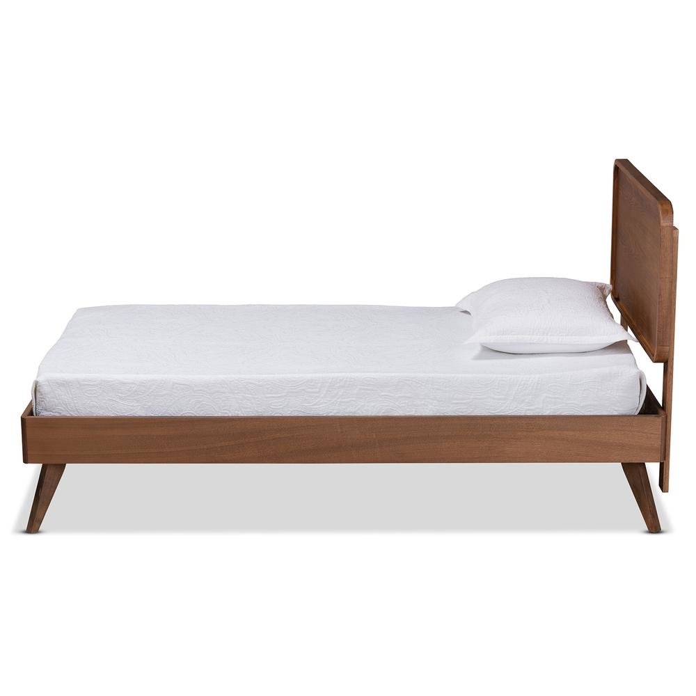 Transitional Walnut Brown Finished Wood Twin Size Platform Bed. Picture 11