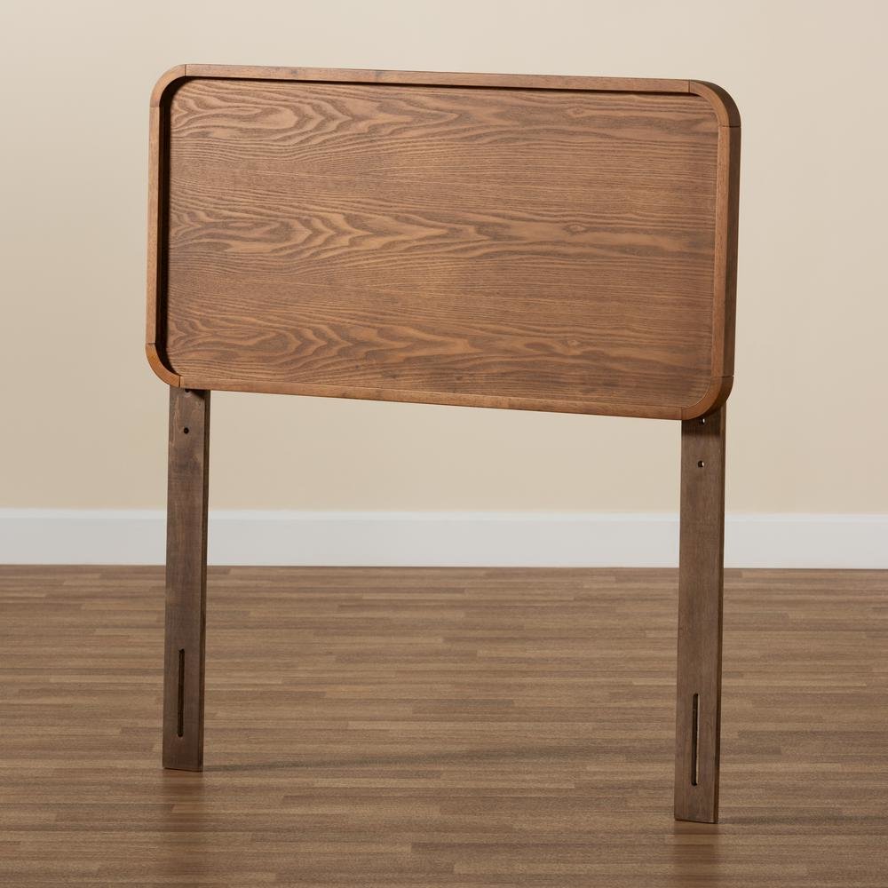 Mailene Mid-Century Modern Walnut Brown Finished Wood Twin Size Headboard. Picture 10