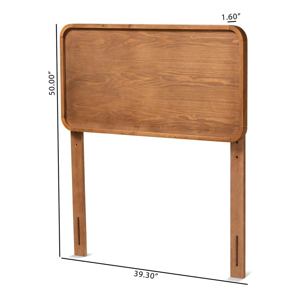 Mailene Mid-Century Modern Walnut Brown Finished Wood Twin Size Headboard. Picture 11