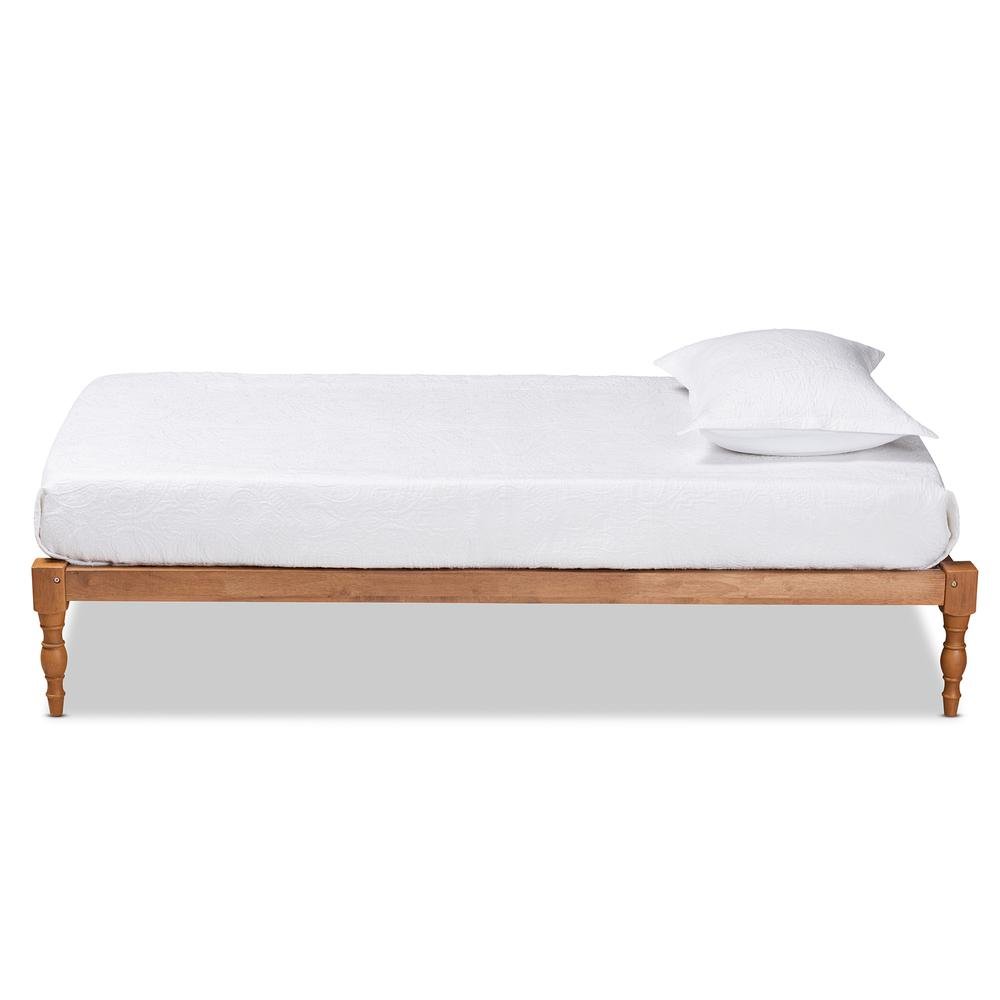 Walnut Brown Finished Wood Twin Size Platform Bed Frame. Picture 9