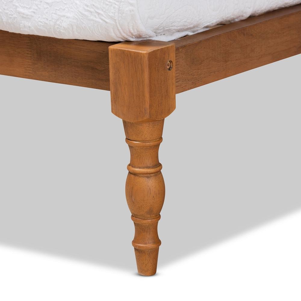 Walnut Brown Finished Wood Twin Size Platform Bed Frame. Picture 11