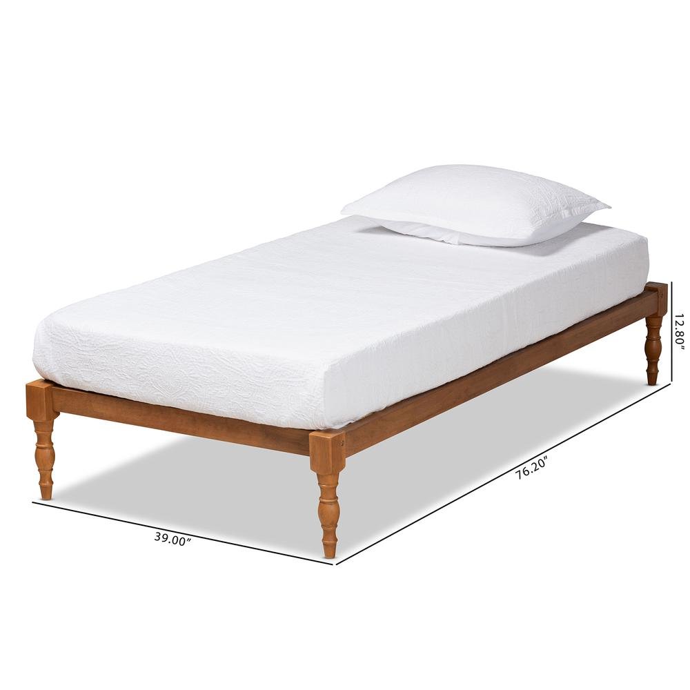 Walnut Brown Finished Wood Twin Size Platform Bed Frame. Picture 14