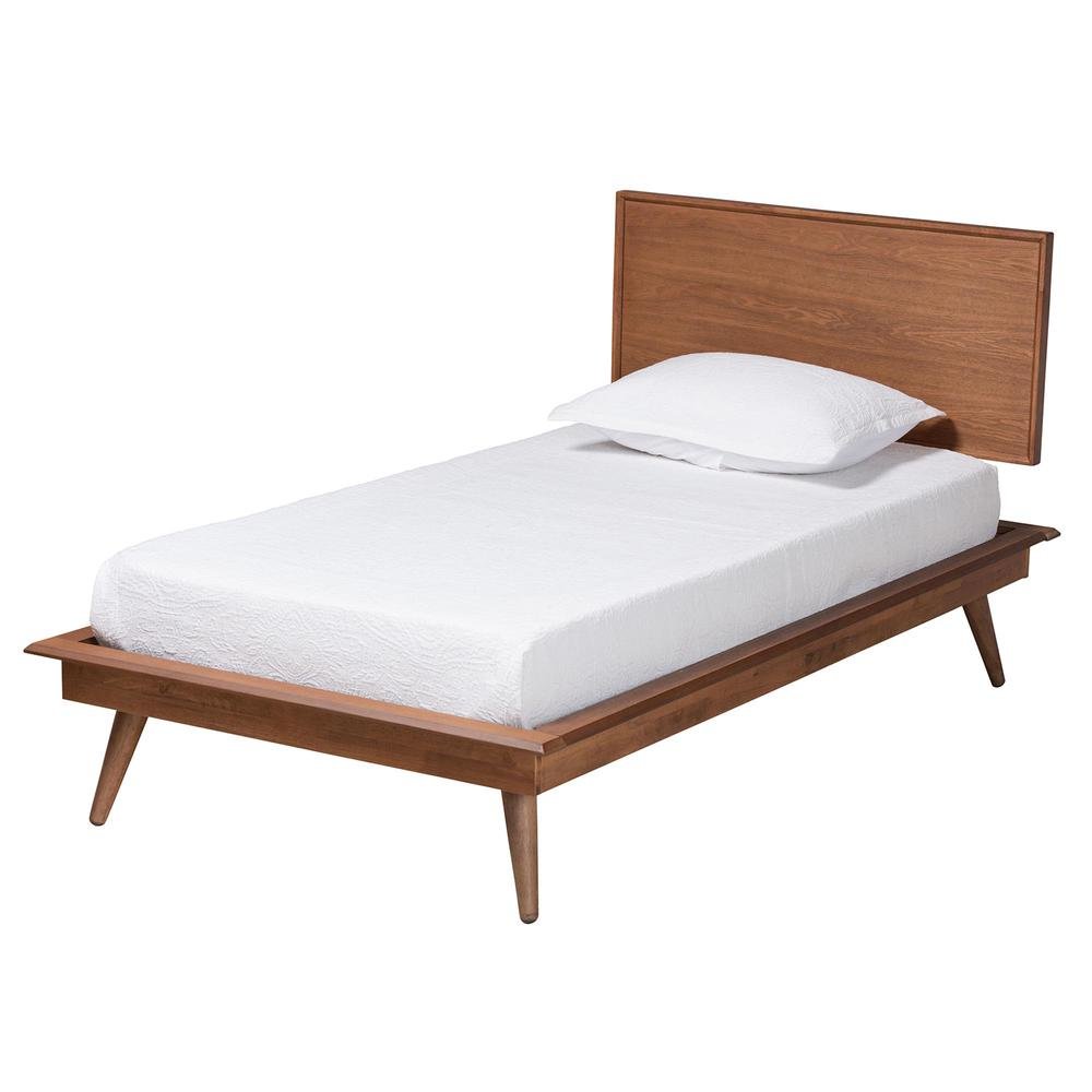 Walnut Brown Finished Wood and Rattan Twin Size 5-Piece Bedroom Set. Picture 17