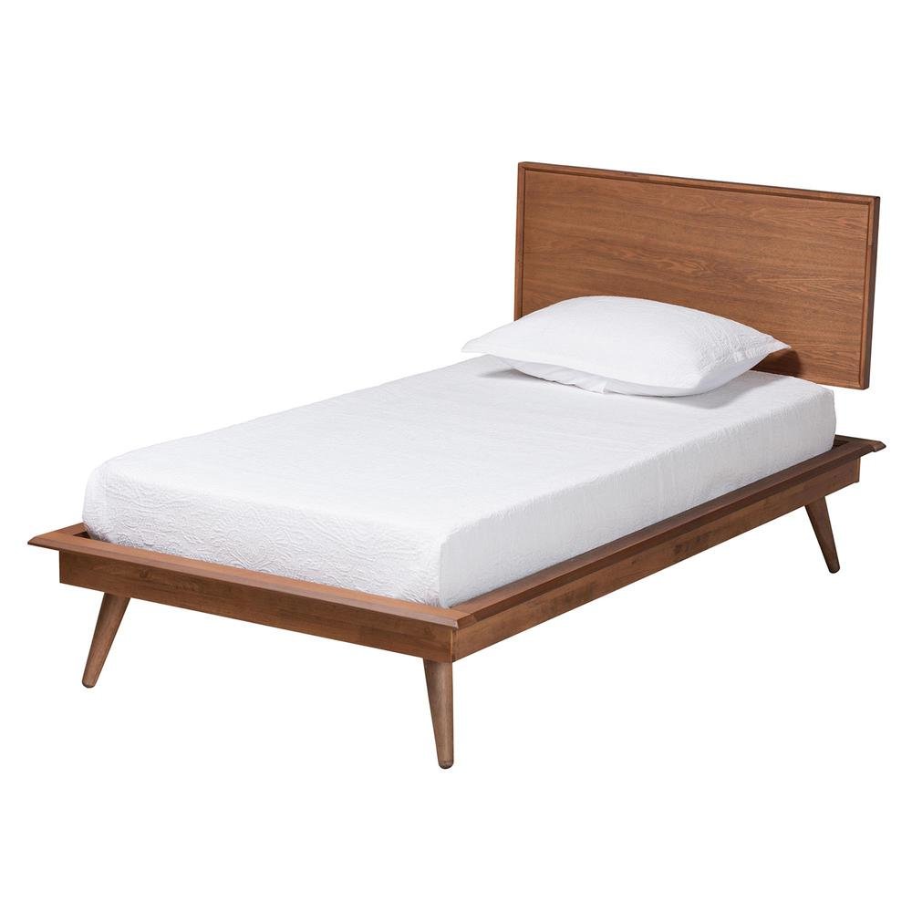 Walnut Brown Finished Wood and Rattan Twin Size 3-Piece Bedroom Set. Picture 15